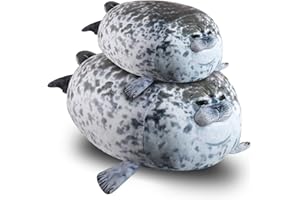OOTO 2 x Blob Seal Pillow, 30cm Cute Chubby Seal Plush Toy +60cm Plush Seal Pillow, Soft Blob Animal Seal Pillow Stuffed Cotton Plush Animal Toy Cute Ocean Pillow Pets Grey (2pos 23.6IN+11.8IN)