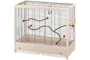 Ferplast Cage pour Oiseaux en Bois FSC Giulietta 5, Cage pour Canaris, Perruches et Oiseaux Exotiques, Accessoires Inclus, 69 x 34,5 x h 58 cm.