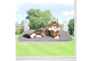 GUUSII HOME Amaca Gatto Finestra Amaca Per Gatti da Finestra con Ventose Trespolo per Gatti Mensola Gatti di Grossa Taglia Fino Sostenere fino a 25 kg