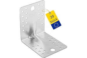 DMX - Winkelverbinder 105x105x90 - Schwerlastwinkel 20 Stück - Winkel Metall mit Sicke - Lochwinkel - Bauwinkel - Holzverbinder - Balkenwinkel - Eckwinkel - Möbelverbinder - Montagewinkel KP