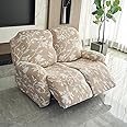 HOKIPO Polyester Blend 140Gsm Stretchable Recliner Sofa Cover 2 Seater, Buff Brown Sillehoute Floral (Ar-4941-C7)
