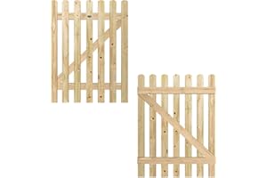 PREMIER GARDEN SUPPLIES Rounded Wicket Picket Garden Wood Timber Gate Height: 4ft (120cm/1200mm) x Width: 3ft (90cm/900mm) Palisade Pathway Pedestrian Smooth Planed Pressure Treated without any hinge packs.