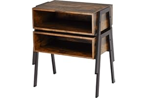 LIFEZEAL Tavolino ausiliario impilabile, comodino piccolo in legno, tavolino laterale con ripiano aperto per soggiorno, camera da letto, marrone (2)