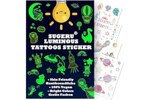 Sugeru® 100+ Tatuajes Temporales(12 Hojas),agradable para la piel tatoos infantiles Niñas Niños,pegatinas stickers infantiles//Ingredientes naturales - Extracto de soja (mezcla luminosa II)