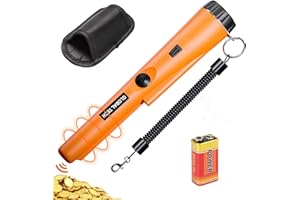GLOBAL TECH Metalldetektor Pinpointer - Tragbarer Metalldetektoren IP66 Wasserdicht 360° Suchen Metallsuchgerät mit 9V Batterie, LED Indicator, Gürtel Holster für Goldsuche, Schmuck, Silber