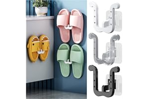 bolukets Slipper Holder, Wall Mounted Door Slippers Organizer Rack, Multifunctional Slippers Organizer Wall Hanging Without Drilling, Adhesive Shoe Hanging, Suitable for Bathroom Kitchen