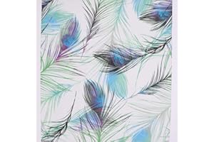 Hode Vinilo Adhesivo Muebles Azul y Verde Pluma 45x200cm, Papel para Forrar Muebles Impermeable, Papel Pintado Autoadhesivo Pared Decorativo para Dormitorios, Armarios, Encimeras