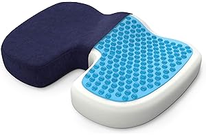 bonmedico Cuscino Ortopedico Memory Foam con Gel Rinfrescante per Dolore Coccige, Sciatica, Piaghe da Decubito, Postura Corretta - Ergonomico per Ufficio, Auto, Large, blu
