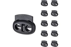 Apausvcm 10 Stück Kordelstopper,2 Loch Kordel Stopper,Kordelklemme aus Kunststoff,Rutschen Kordelklemme,Gummikordel Stopper,Schnellverschluss Schnürsenkel,Schwarz Schnurstopper,für Rucksack Kleidung