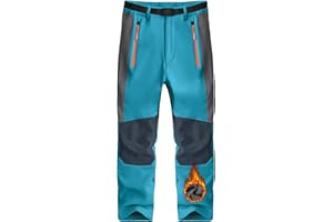 Holure Kinder Softshellhose mit Fleecefütterung | Wasserabweisend Winddicht Warm | Schneehose Skihose Wanderhose Trekkinghose | Jungen Mädchen Funktionshose mit Reißverschlusstaschen