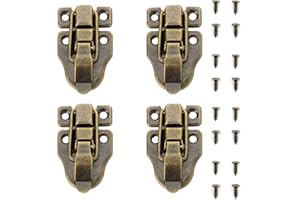 CLKE 4 Pièces Fermoirs pour Boite en Bois, Rétro Loquet de Fermeture Malle et Coffre, Loquet à Bascule avec Vis pour Bijoux Coffrets, Boîte à Artisanat, Boîtes à Outils, Coffres Valises