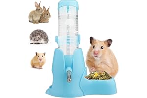 Diyife Hamster Trinkflasche, [125ML] Haustier Wasserflasche Kein Wasseraustritt, Automatischen Wassertrinken Spender + Futternapf + Bodenhöhle 3-in-1 für Häschen, Chinchilla, Igel, Eichhörnchen - Blau