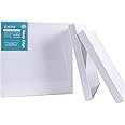 EXERZ 40x40cm Framed Canvas 3.8cm Deep Edge 4 Pack 3D, 380GSM Artist Pre-Stretched 100% Cotton Blank, Triple Primed, Acid Free, Medium Grain - Acrylic & Oil