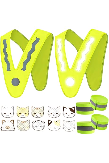 Gilet De Sécurité Réfléchissant Enfant - 2 Pièces - Jaune Fluorescent + Bracelets & Autocollants