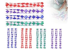 Lhbwhiz Paquete de 12 trampas para Dedos Chinas, Juguetes clásicos Hechos de Hojas de Palma Naturales, obsequios geniales para Fiestas de cumpleaños (Azul, Morado, Verde y Rojo)