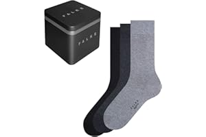 FALKE Herren Happy Box Uni 3-Pack Socken atmungsaktive Baumwolle verstärkte langlebige Herrensocken ein Allrounder Business und Alltag Baumwollstrümpfe einfarbig Multipack in Geschenkbox 3 Paar