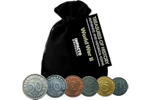 IMPACTO COLECCIONABLES Monedas Auténticas de Colección en Bolsita de Terciopelo - Segunda Guerra Mundial - Colección Tercer Reich - Monedas Antiguas inspeccionadas por Expertos - Incluye Certificado de Autenticidad