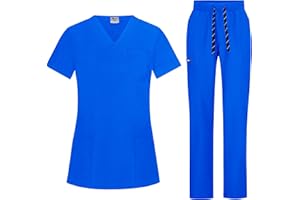 B-well Bella Uniforme Médicale Femme Élastique Ensemble: Haut et Pantalons + Blouse Medicale Femme/Vêtements Médicals Tenue Infirmiere