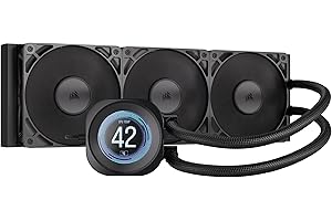 Corsair NAUTILUS 360 RS LCD Liquid CPU Cooler – 2.1" IPS LCD Screen, 360mm AIO, Low-Noise, Daisy-Chain, Intel LGA 1851/1700, AMD AM5/AM4 – 3x RS120 Fans Included – Black