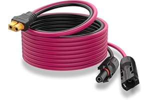 HIEbee Solar Charging Cable Solar Plug to XT60i Adapter Plug Connection Solar Panel 12AWG XT60i-F Cable Compatible with Ecoflow Delta River Solar Generator Portable Power Station 200 cm (2M)