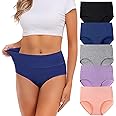 Womens Underwear,Cotton Mid Waist No Muffin Top Full Coverage Brief Ladies Panties Lingerie Undergarments for Women Multipack