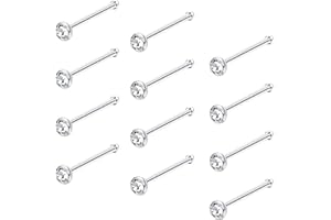 Sllaiss 12 szt. kolczyk do nosa wykonany z kryształu kolczyk do nosa ze stali nierdzewnej 316 biżuteria hipoalergiczna dla kobiet 1,5 mm