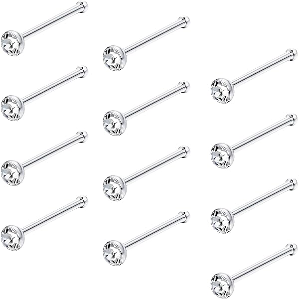 4 Piercings Nez Argent 925 Avec Cristal Autrichien - Goujon Droit 20g - Lot De 4