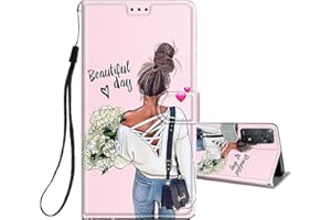 HopMore Funda para Xiaomi Redmi Note 11 4G / Note 11S Cuero con Tapa Silicona Dibujo Bonita Carcasa Billetera Resistente Estilo Libro Case para Mujeres Niñas Ranuras Tarjetas Cover - Guapa