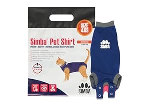 Pioneer Veterinary Products SIMBA Pet Shirts, Cat Recovery Suit, 4XS, Antimicrobial Material, Leak Detection Insert, Machine Washable & Quick Drying