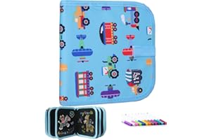 WEIGAV Doodle Board para Nios, Aprende a Escribir Pizarra, Libro Portátil para Bocetos con 12 Lápices de Colores, Borrable y Reutilizable, 14 Páginas