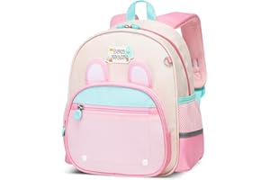 Amythe Sac a Dos Maternelle Fille, Cartable Fille Maternelle Léger et Imperméable, Sac école Maternelle Personnalisé Mignon pour tout-petits 2 ans - 6ans,Rose