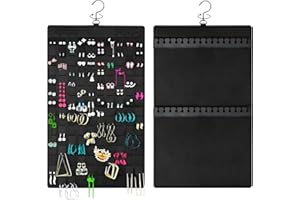 RZMZBY Organizador de Joyas Colgante de Doble Cara, Giratorio Soporte para Aretes de Pared, Capacidad Para Hasta 300 Pares y 30 Collares, Soporte para Collar de Armario para Aretes Pulsera