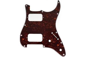 Musiclily Pro 11 Löcher ST Schlagbrett HH Gitarren Pickguard mit Runde Ecke 2 Unbedeckter Humbucker 2 Potis Aussparungen für Fender Squier Strat Style E-Gitarre, 4-lagig 4-lagig Red Tortoise