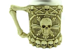 KIRALOVE Tazza spaventosa teschio dei pirati - resina - 3d - cranio - scheletro - acciaio inossidabile - halloween - boccale birra - bevande - birrificio - vichinga - uomo - bar - idea regalo