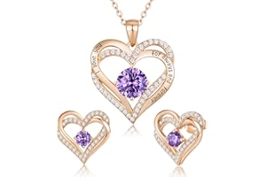 CDE Zestaw biżuterii damskiej, prezent dla kobiet, naszyjnik, kolczyki, łańcuszek, zestaw biżuterii na Dzień Matki, wysadzany kamieniami w pudełku na prezent, idealny prezent na urodziny e Sterling-Srebro, colore: Różowy (różowy), złoty-02 feb, cod. YN0870B-SET-DE