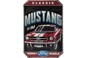 Open Road Brands Ford Classic '66 Mustang Embossed Metal Sign - Vintage Ford Mustang Sign for Garage or Man Cave