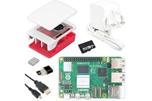 Barium Electronics Raspberry Pi 5 4GB Starter Kit — Official 64GB MicroSD Card | Official 27W Power Supply | Official Case with Integrated Fan and Aluminum Heat Sink | 4K 60Hz Micro-HDMI Cable