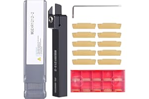 VerRich 11PCS Lathe Grooving Cutting Tools Kit,MGEHR1212-2 Parting Grooving Cut-Off Tool Holder Boring Bars with 10pcs MGMN200-G 2mm Carbide Inserts
