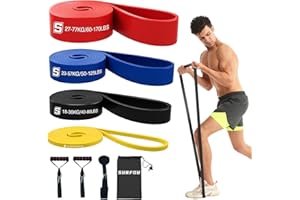 ‎SURFOU SURFOU Fitnessbänder Set mit 4 Widerstandsstufen, Widerstandsbänder mit Türanker, 2 Griffen, Übungsanleitung & Tragebeutel, für Yoga, Pilates, Krafttraining, Klimmzughilfe