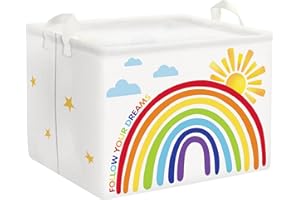 Clastyle Cajas de Almacenaje Cubo Meses del Año Arco Iris Educación Preescolar Cesta para Guardar Ropa Juguetes Libro Rectangular para Aulas Jardín Infancia, 36L