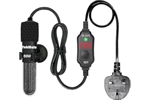 YukiHalu Small Submersible Aquarium Heater, Mini Fish Tank Heater 25W 50W 100W 200W with Built-in Thermometer, External Temperature Controller, LED Display, used for 20-150 Liter (50W for 40 Liter)