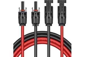 Amtake Solarkabel 6mm² 1M, MC4 Verlängerung PV Kabel, Solar Verlängerungskabel für Solarpanel Balkonkraftwerk, Solarkabel Verlängerung IP68 Wasserdichter 10AWG