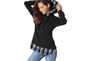 Aitos Pulli Damen Hoodies Damen Pullover Kapuzenpullover Sweatshirt Pulli Zweifarbige Longsleeve Tops Doppelte Kapuzenpulli Casual