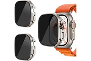 AOKUTDA Etui kompatybilne z Apple Watch Ultra 2/Ultra 49 mm, ochrona ekranu ze szkła hartowanego 30°, ochrona ekranu z ultracienkim, pełnym pokryciem, do akcesoriów iWatch (tytanowe złoto)
