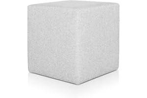 Deshome Pouf poggiapiedi cubo 43x43x44 cm Stoffa Idrorepellente: Pouf Design Moderno per Divano Soggiorno Camera da Letto, Puff poggiapiedi, Pouffe Salotto Minerva (Grigio)