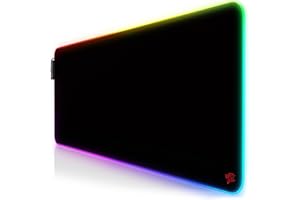 TITANWOLF - RGB Tapis de Souris Gaming XXL - LED Lumineuse Tapis de Souris Multicolore 11 Modes - 800 x 300mm - Surface antidérapante pour Les Joueurs de l’Ordinateur PC et du Mac - Noir
