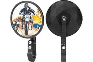KEMIMOTO CNC Rétroviseurs Moto Homologués E57, Rotatifs à 360°, Rétroviseurs de Guidon Ronds, Compatibles avec la Plupart des Motos, VTT et Scooters (2 pièces)