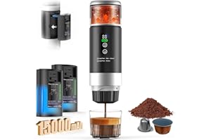 INNOPOWER Machine à Café Portable avec 2x7500mAh Batterie Amovible, 20 Bars, Chauffage Rapide USB-C, 3 en 1 Cafetiere Expresso Compatible avec Capsules Nes* Original, DG*, Café Moulu, 80ml, pour Camping/Auto