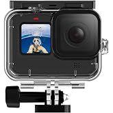 TELESIN GoPro Hero 10 9 i&ccedil;in Su Ge&ccedil;irmez Kılıf Siyah 50m Sualtı Dalış Şeffaf Kılıf GoPro Hero 10 9 Siyah Aksiyon Kamerası i&ccedil;i