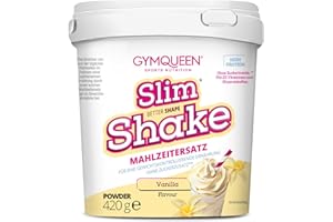 ‎GYMQUEEN GymQueen Slim Shake, Abnehm Shake 420g, Vanille, Leckerer Diät-Shake zum einfachen Abnehmen, Mahlzeitersatz mit wichtigen Vitaminen und Nährstoffen, nur 250 kcal pro Portion & ohne Zucker-Zusatz